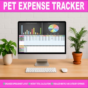 Uitgaven voor huisdieren | Spreadsheet voor huisdieruitgaven voor het hele jaar | Kostenlogboek voor katten en honden met automatische berekening, cirkel- en staafdiagrammen | Eenvoudig te gebruiken