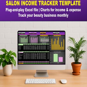 Salon Income Tracker Template – Visual Dashboards, Auto Totals, and Monthly Breakdown
