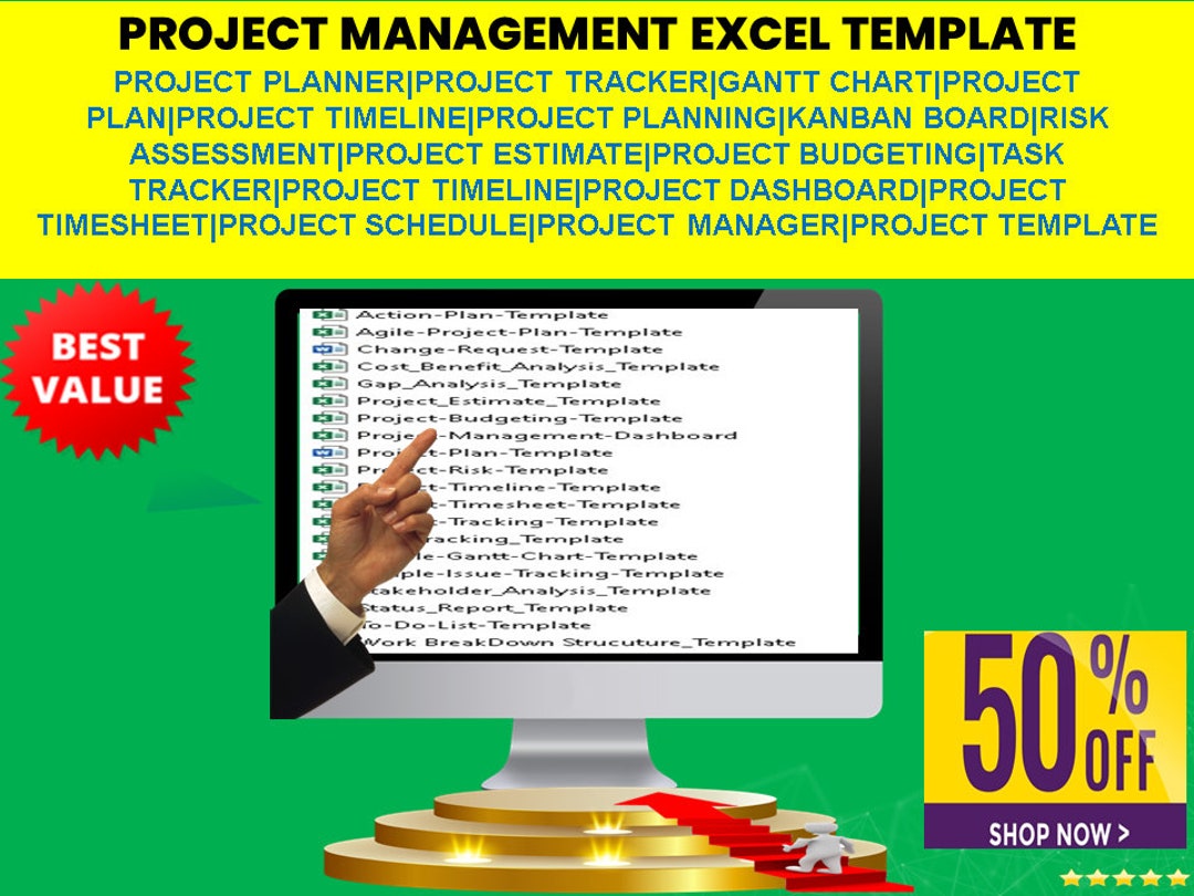 Project Management Excel Templateproject Plannerproject Trackergantt