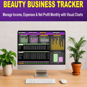 Beauty Business Tracker – Manage Income, Expenses & Net Profit Monthly with Visual Charts