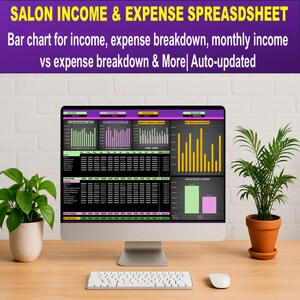 Salon Income & Expense Tracker – Monthly Tabs, Charts, and Net Profit Auto-Calculated