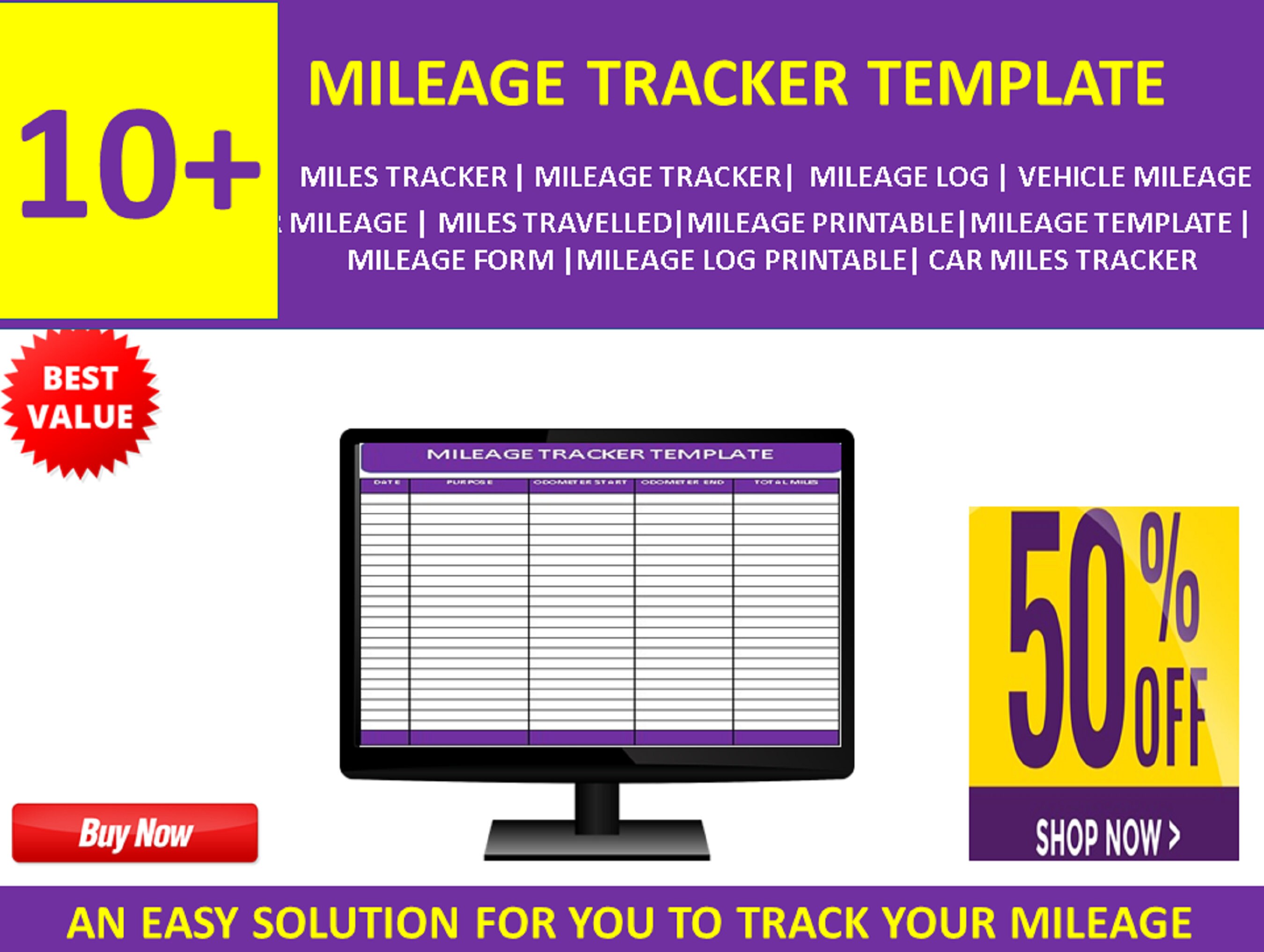 10mileage Tracker Log Template Miles Vehicle Car Form Printable Tracker