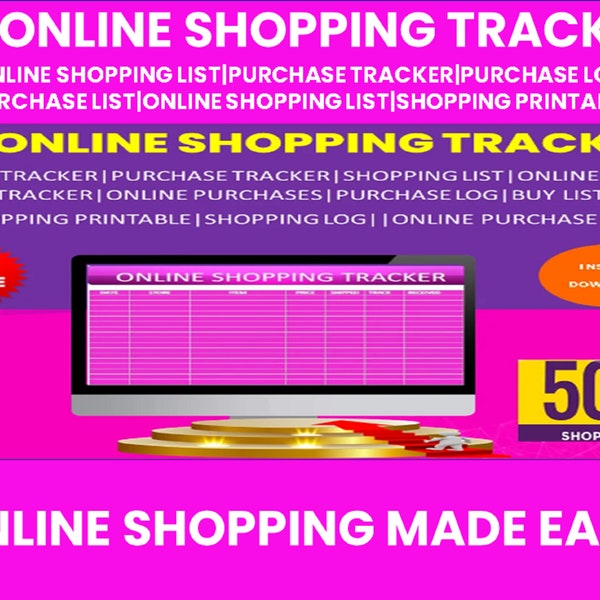 Online-Shopping-Tracker Online-Shopping-Liste|Einkaufs-Tracker|Purchase Log Kauf Liste|Online-Shopping-Liste|Shopping Printable PDF