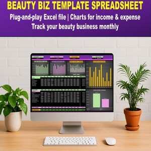 Beauty Biz Template Spreadsheet – Track Earnings, Costs & Net Profit with Clean Layout