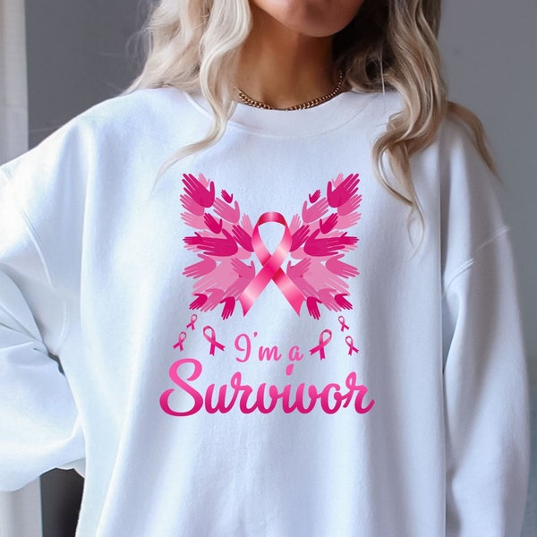 I'm a Survivor Sweatshirt, Pink Ribbon Sweatshirt, Breast Cancer Sweatshirt, Cancer Awareness, Cancer Survivor, Breast Cancer Gift