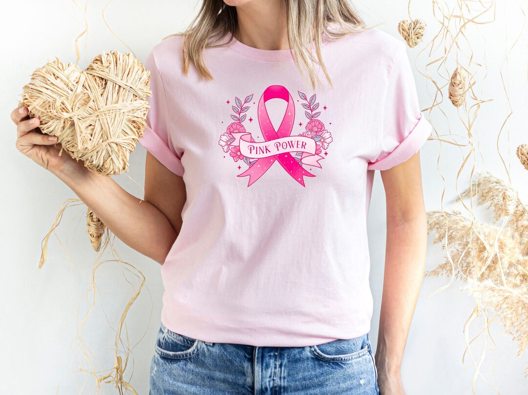 Pink Power Cancer Ribbon Wonder Shirt, Cancer Survivor T-shirt, Cancer ...