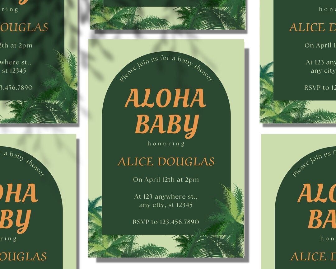 Aloha Baby Shower Invitation Template, Luau Baby Shower Invitation