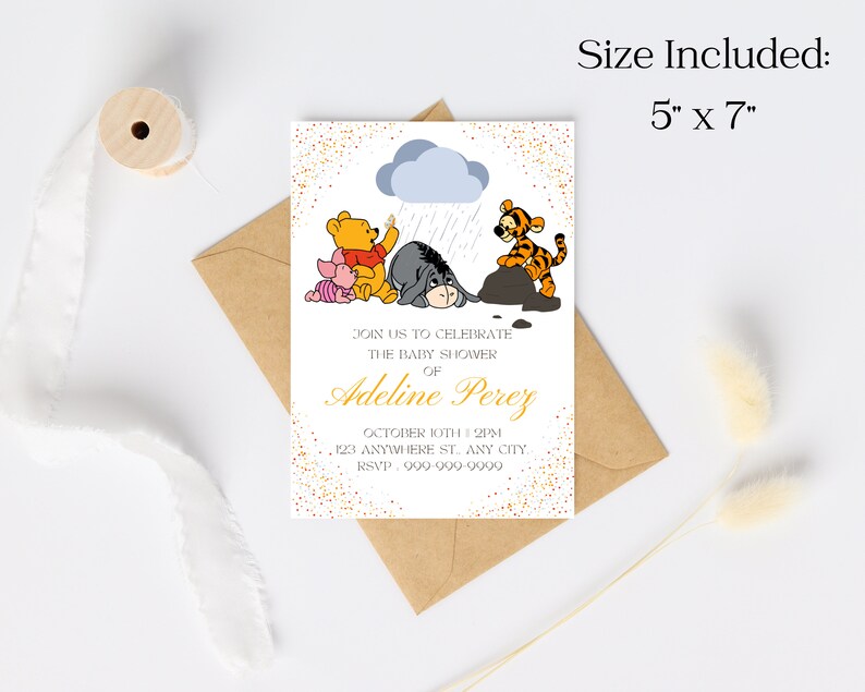 Winnie the Pooh Baby Shower Invitation, Pooh Bear Invitations, Baby