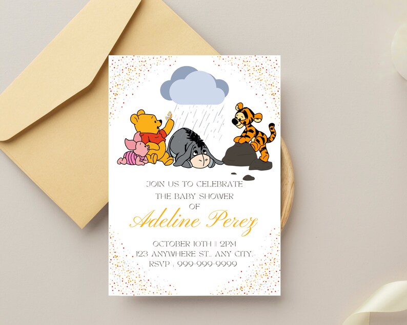 Winnie the Pooh Baby Shower Invitation, Pooh Bear Invitations, Baby