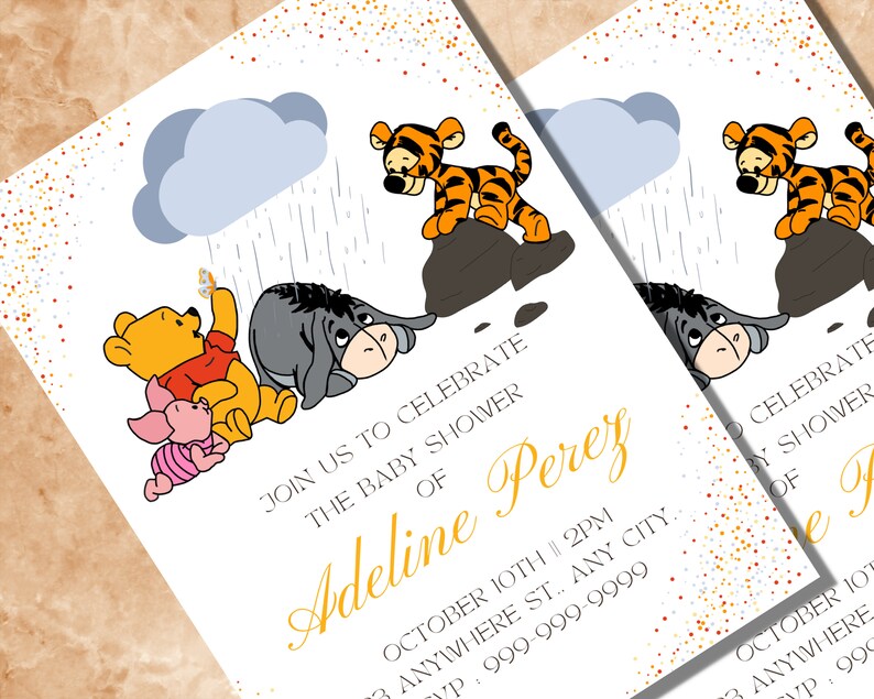 Winnie the Pooh Baby Shower Invitation, Pooh Bear Invitations, Baby