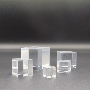 Clear acrylic cubes in various sizes