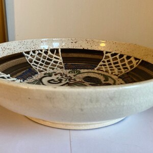 Stunning Vintage Education Test Slip Earthenware Patterned Bowl Dated 1951