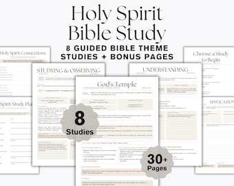 Holy Spirit Bible Study Printable, Christian Theme Study Workbook, Reflection PDF