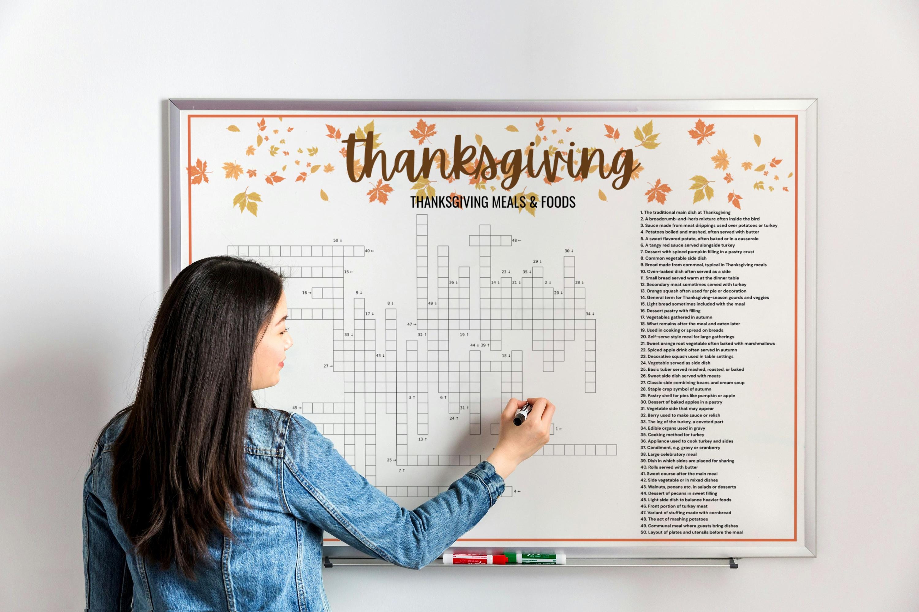 Giant XXL Thanksgiving Cross Words Game - 3 Printable Puzzles - Fun Holiday Game - Festive Family Word Search - Party Activity - Jumbo Game