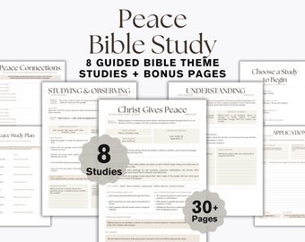 Peace Bible Study Printable, Christian Theme Study Workbook, Reflection PDF, Bible Theme Study