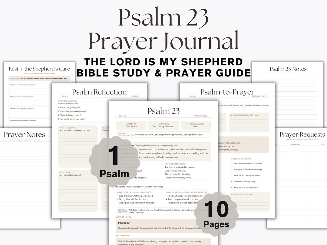 Psalm 23 Prayer Journal Printable, the Lord is My Shepherd Bible Study ...