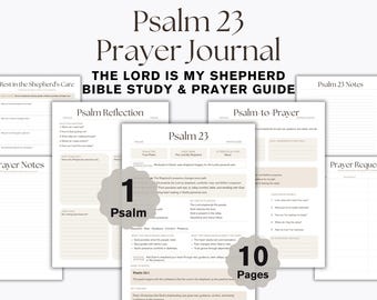 Psalm 23 Prayer Journal Printable, The Lord Is My Shepherd Bible Study Workbook, Christian Reflection PDF