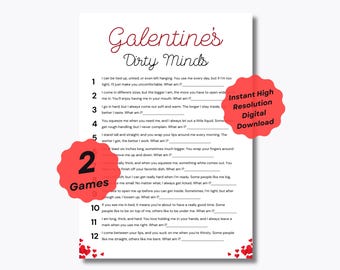 2 Dirty Mind Galentine’s Day Games - Party Game Printables - Ladies Party Game - Late Night Game -  Fun Valentines Day Games - Dirty Trivia