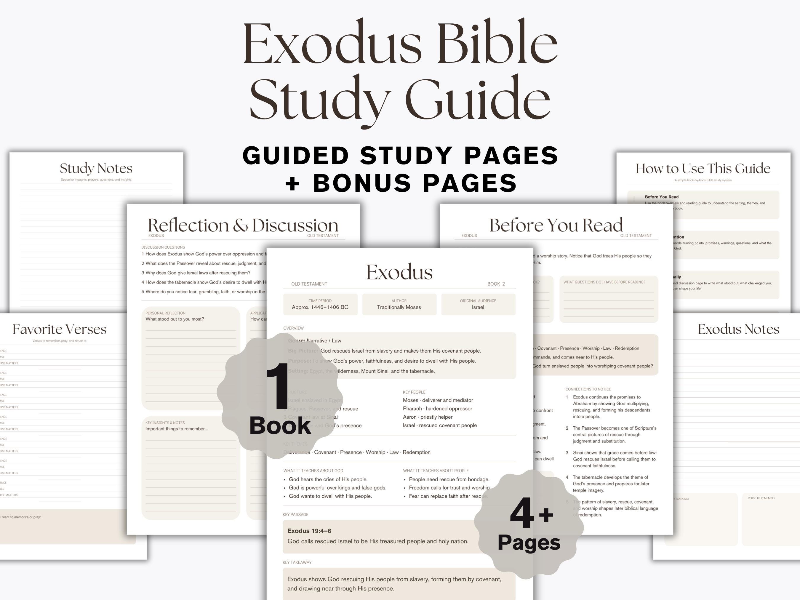 Exodus Bible Study Guide Printable, Book of Exodus Workbook, Old ...