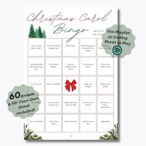 60 Einzigartige Vorgefüllte Bingo Seiten - Ready-To-Play - Weihnachtsgeschenk Bingo Party Spiel