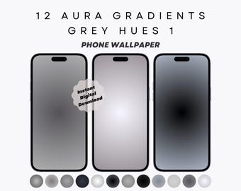 12 Aura Gradient Wallpaper, White & Grey Hues - Aesthetic Wallpaper for iPhone, Android, Smartphones - Minimalistic Style- High Resolution