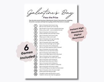 6 Pass the Prize Galentine’s Day Games - Pass the Prize Printable - Galentines Party Games - Classic & Interactive Rhymes - Pass the Present