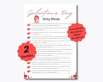 2 Dirty Mind Galentine’s Day Games - Party Game Printables - Ladies Party Game - Late Night Game -  Fun Valentines Day Games - Dirty Trivia