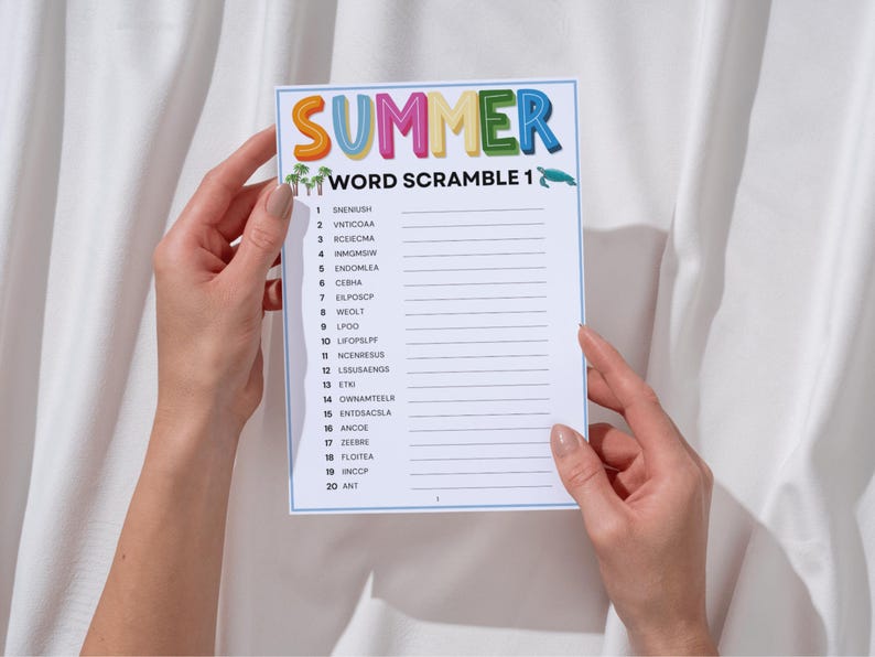Summer Word Scramble Games - 3 Printable Summtertime Games - Fun Summer ...