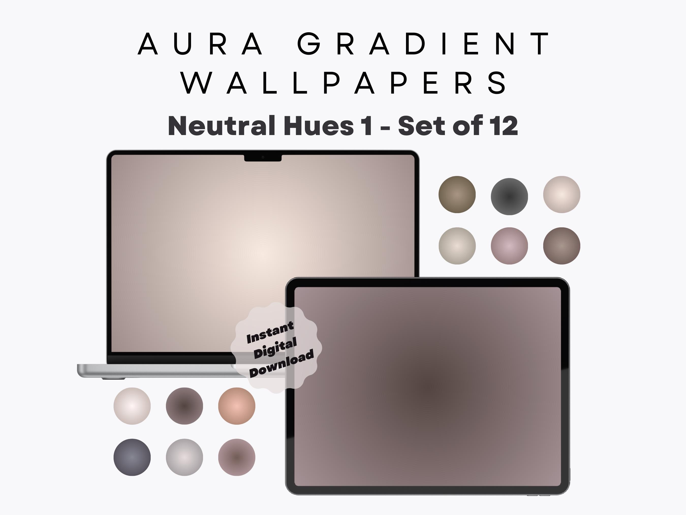 12 Autumn Aura Gradient Wallpaper, Neutral Hues - Aesthetic Wallpaper for MacBook, iPad, Laptop, Tablet - Minimalistic - High Resolution