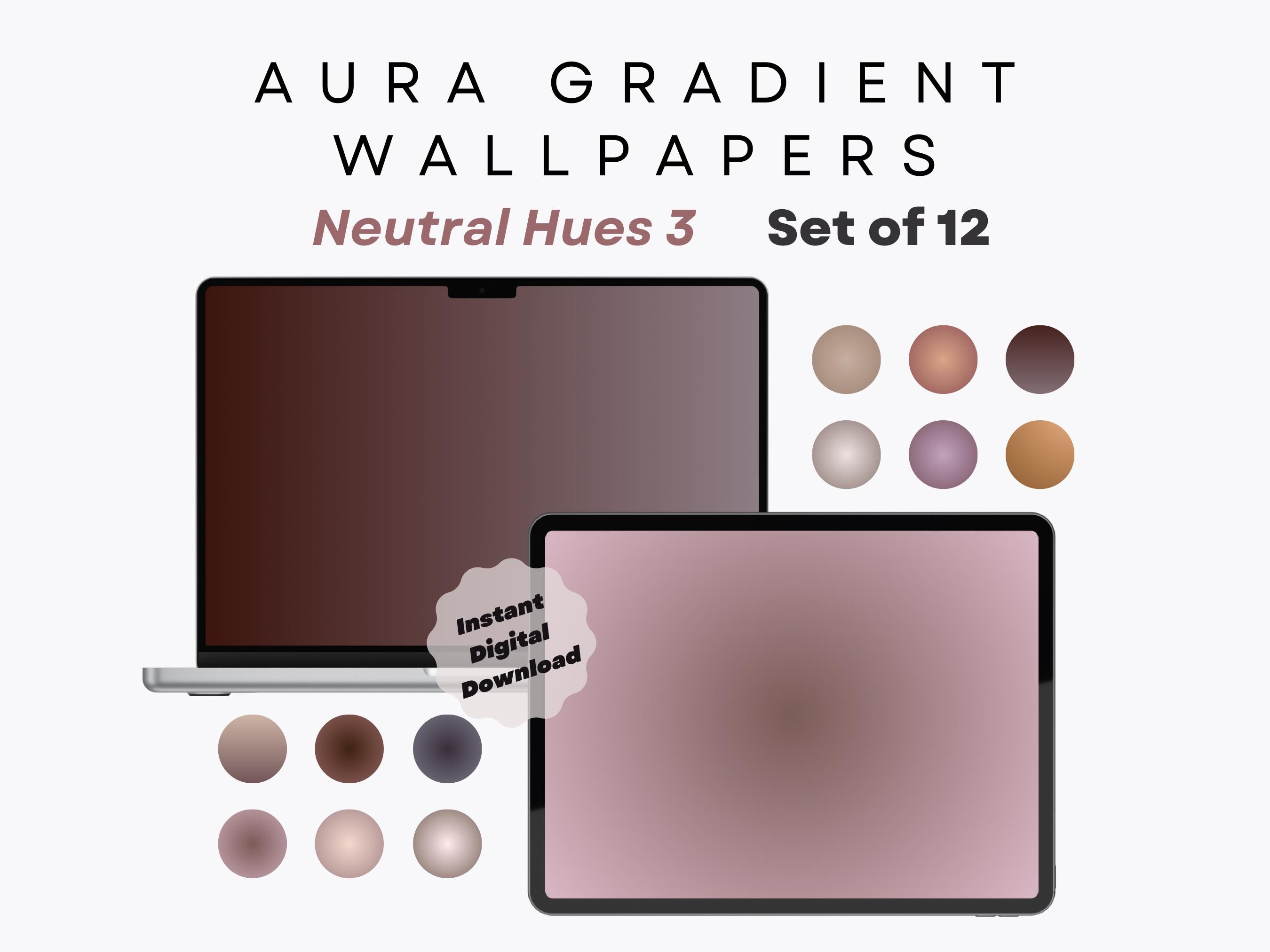 12 Autumn Aura Gradient Desktop Wallpaper, Neutral Hues - Aesthetic Wallpaper for Desktop, iPad, MacBook, iPhone, Tablet - Minimalistic