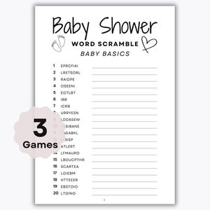 Baby Shower Wort Buchstabenspiel - 3 druckbare Spiele - Icebreaker Babyparty Aktivität - 3 Themen - Schwangerschaft - Baby Basics - Babyparty Spaß