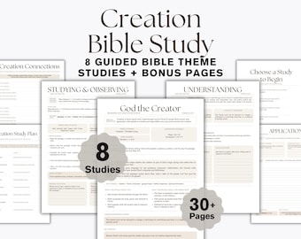 Creation Bible Study Printable, Genesis Theme Study Workbook, Christian Reflection PDF