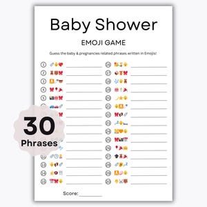 Baby Shower Emoji Pictionary Game Printable - Baby Shower Game - Gender Neutral Baby Shower Games - Virtual Baby Shower - Instant Download