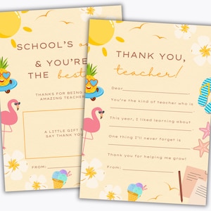 Geschenkkartenhalter & Dankeschön für die Wertschätzung des Lehrers - Druckbares Lehrerkarten-Set zum Jahresende - Fülle die Lücke aus PDF - Sofort-Download