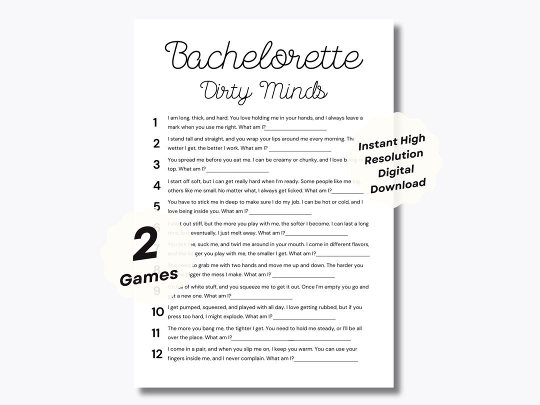 2 Dirty Minds Bachelorette Games Party Game Printables Ladies Party ...