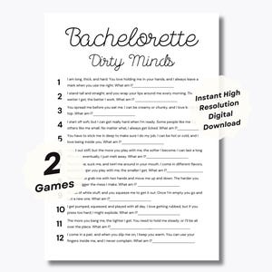 2 Dirty Minds Bachelorette Games - Party Game Printables - Ladies Party Game - Late Night Game -Dirty Mind Game - Bride To Be - Dirty Trivia
