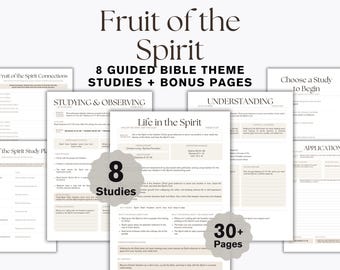 Fruit of the Spirit Bible Study Printable, Christian Theme Study Workbook, Reflection PDF