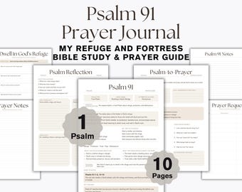 Psalm 91 Prayer Journal Printable, Christian Protection Prayer Workbook, Bible Study Reflection PDF, My Refuge and Fortress