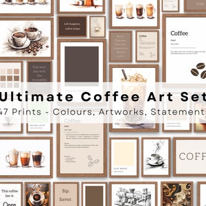 Ultimate Coffee Wall Art Pack 47 Prints - Digital Download - Coffee Corner Decor - Mix and Match - Coffee Bar Art - Aesthetic Wall Art