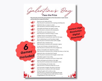 6 Pass the Prize Galentine’s Day Games - Pass the Gift Printable - Galentines Party Games - Classic & Interactive Rhymes - Pass the Present