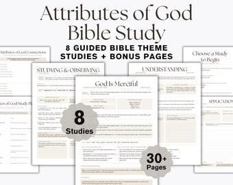 Attributes of God Bible Study Bundle, Christian Printable Devotional, 8 Guided Theme Studies, Bible Study Workbook PDF