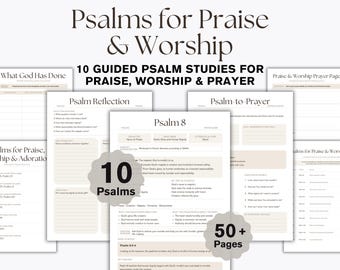 Psalms Praise and Worship Journal Printable, Christian Gratitude Prayer Workbook, Bible Study PDF