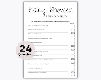 Baby Shower Friendly Feud – Printable Games – 24 Baby Shower Questions - Icebreaker Baby Shower Activity - Baby Shower Games