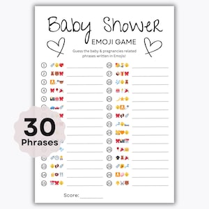 Baby Shower Emoji Pictionary Game Printable - Baby Shower Game - Gender Neutral Baby Shower Games - Virtual Baby Shower - Instant Download