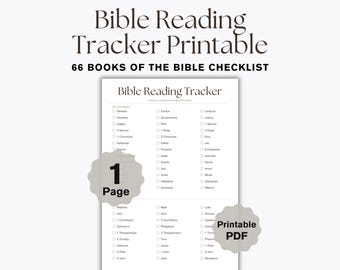 Bible Reading Tracker Printable, 66 Books of the Bible Checklist, Bible Study Planner, Christian PDF Download