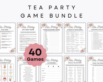 40 Tea Party Games - Printable Party Games - Family Activity - Gift Exchange Games - Scavenger Hunt - Birthday Tea Parties - Friends