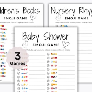 Baby Shower Emoji Games Bundle - 3 Printable Games - Emoji Pictionary Game - Baby Book Emoji Game - Virtual Baby Shower - Instant Download