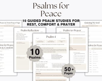 Psalms for Peace Prayer Journal Printable, Christian Devotional Workbook, Bible Study for Comfort PDF