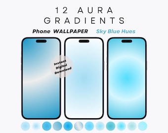 12 Sky Blue Aura Gradient Wallpaper, Icy Hues - Aesthetic Wallpaper for iPhone, Android, Smartphones - Minimalistic Style - High Resolution