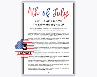 4th of July Left Right Games - 3 Patriotic Games - Family Activity - Party Game - Gift Giving - Gift Exchange Game - Pass the Prize